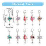 Alloy Enamel & Acrylic Pendant Locking Stitch Markers, Zinc Alloy Lobster Claw Clasp Stitch Marker, Bee with Number, Mixed Color, 5.1cm, 10pcs/set