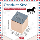 Wooden Stamps with Rubber, for DIY Craft Card Scrapbooking Supplies, Horse, 25~25.5x25~25.5x32mm