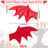 Leather Bat's Left & Right Wing Ornament Accessories, for Hair Ornament & Costume Accessory, Crimson, 60x35x2mm, 20pcs/style
