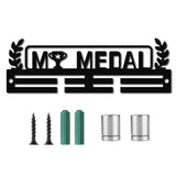 Acrylic Medal Holder, Medals Display Hanger Rack, with Hanger Hooks, Medal Holder Frame, Rectangle with Word MY MEDAL, Black, 96x290x10mm