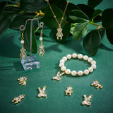 30Pcs 3 Style Rabbit & Bear Rack Plating Alloy Pendants, with Glass, Cadmium Free & Lead Free, Light Gold, 30.5x16x4.5mm, Hole: 2mm, 10pcs/style