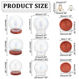 6 Sets 3 Style Glass Dome Cover, Decorative Display Case, Cloche Bell Jar Terrarium with Wood Base, and 10Pcs 2 Color Plastic Bead Cap Pendant Bails, Mixed Color, Jar: 30.5~40x35~44mm, Bail: 7x10mm, Hole: 2mm