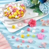 16 Style Food Grade Eco-Friendly Silicone Beads, Chewing Beads For Teethers, DIY Nursing Necklaces Making, Mixed Shapes, Mixed Color, 6.5~30x12~30x10~15mm, Hole: 2~2.3mm, 100pcs/box