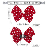 4Pcs 2 Colors Retro Polka Dot Pattern Polyester Bowknot Shoe Decorations, Iron Detachable Shoe Buckle Clips, Mixed Color, 88x122x19mm, 2pcs/color