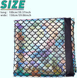 Sparkly Hologram Spandex Mermaid Printed Fish Scale Fabric, Stretch Fabric, Colorful, 100x150cm