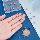 40Pcs 2 Style Textured 304 Stainless Steel Beads, Round, Stainless Steel Color, 4~6mm, Hole: 1.5~2mm, 20pcs/style