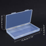 Plastic Bead Containers, Rectangle, Clear, 19.8x10.95x2.3cm