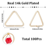Brass Triangle Linking Ring, Buckle Clasps, Quick Link Connector, Fit for Top Drilled Beads, Webbing, Strapping Bags, Long-Lasting Plated, Real 14K Gold Plated, 9x10x0.8mm, 100pcs/box