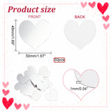 Custom Acrylic Mirror Wall Stickers, Self Adhesive Mirror Mosaic Tiles, for Home Living Room Bedroom Decoration, Heart, Silver, 48x50x1mm, 50pcs/box