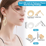 20Pcs 2 Color Brass Stud Earring Findings, Flat Round, Nickel Free, with 20Pcs Ear Nuts, Platinum & Golden, 15x15x1mm, Pin: 0.7mm, 10Pcs/color