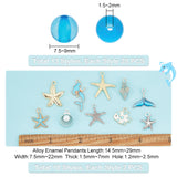 Ocean Theme DIY Jewelry Making Findings Kits, Including Glass Beads, Acrylic Beads, Alloy Enamel Pendants, Spiral Shell & Starfish & Fish & Mermaid Shape, Blue, 7.5~9x7~9mm, Hole: 1.5~2.5mm