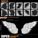 PET Hollow Out Drawing Painting Stencils, for DIY Scrapbook, Photo Album, Wing, 300x300mm, 10pcs/set