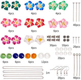 DIY Earring Making, with Handmade Polymer Clay 3D Flower Plumeria Beads, Glass Beads, Tibetan Style Spacer Beads and Stainless Steel Ear Nuts Earrings Backs, Mixed Color, 13.5x7x3cm