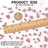 170~172Pcs Brass Beads, Rose Gold, 0.55~1.3x0.5~1.15x0.35~0.7cm, 170~172pcs/260g