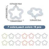 112Pcs 7 Colors Transparent Luminous Acrylic Pendants, with Glitter Powder, Star, Mixed Color, 29.5x30.5x5mm, Hole: 1.8mm, 16pcs/color