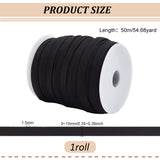 50M Flat Polyester Cord, Clothes Accessories, Black, 9mm, about 54.68 Yards(50m)/Roll