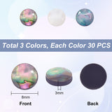 90Pcs 3 Colors Acrylic Imitation Shell Cabochons, Half Round, Mixed Color, 8x3mm, 30pcs/color