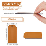 Imitation Leather Tags, Thermo Discolor Leather Stamping Blank Tag, Heat Transfer Blanks, Rectangle, Peru, 91x45x2mm, Hole: 3mm