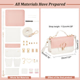 DIY Women's Crossbody Bag Kits, Include Imitation Leather Fabric, Magnetic Clasp, Heart Lock, Screwdriver, Pink, 2.2~89x0.15~19.8x0.1~0.85cm