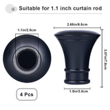 Plastic Curtain Rod Heads, Round Drapery Pole Finials, Trumpet Shape, Black, 78x68mm, Inner Diameter: 28mm