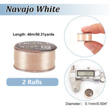 Nylon Beading Thread, Seed Bead Thread, Nylon String for Jewelry Beading Bracelets Making, Navajo White, 0.1mm, about 50.31 Yards(46m)/Roll