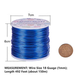 Round Aluminum Wire, Blue, 18 Gauge, 1mm, about 492.12 Feet(150m)/roll