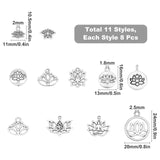 Tibetan Style Alloy Pendants & Links Connectors & Beads, Mixed Shapes, Antique Silver, 88pcs/box