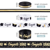 3 Bundles 3 Styles Graduation Theme Printed Polyester Ribbons, for Gift Wrapping, Party Decoration, Mixed Color, 3/8~1 inch(9.8~25mm), about 4.92 Yards(4.5m)/Bundle, 1 bundle