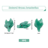 Natural Green Aventurine Pendants, Wolf Head, 37~42x25~30x10~13mm, Hole: 2mm, 1pc/set