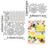 Flower Carbon Steel Cutting Dies Stencils, for DIY Scrapbooking, Photo Album, Decorative Embossing Paper Card, Stainless Steel Color, Bees, 115~132x65~154x0.8mm, 2pcs/set