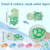 36Pcs 6 Colors Luminous Translucent Resin Sea Animal Cabochons, Little Turtle, Glow in Dark, Mixed Color, 23x13x8.5mm, 6pcs/color