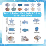 120Pcs 12 Style Electroplate Glass Beads, Fish & Shell & Starfish, Mixed Color, 12~15x8~14.5x5~10mm, Hole: 1mm, 10Pcs/style