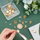 DIY Earring Making Kit, Including 72Pcs 9 Style Transparent Glass Cabochons, 304 Stainless Steel Stud Earring Settings, Iron Ear Nuts, Golden, Cabochons: 9.5~14x3~4mm, 6pcs/style