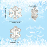 500Pcs Transparent Acrylic Beads, Snowflake, Clear, 12.5x12x2.5mm, Hole: 1.2mm