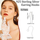 10 Pair 925 Sterling Silver Earring Hooks, with 925 Stamp, 925 Sterling Silver Plated, 20~21.5x11x1.5mm