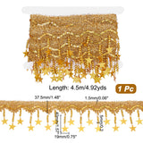 4.5M Sparkle Polyester Tassel Lace Trims, Paillette Fringe Lace Trimming with Iron Beads, Star, Goldenrod, 1-1/2 inch(37.5mm), about 4.81~4.92 Yards(4.4~4.5m)/Set
