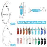 40Pcs DIY Gemstone Pendant Necklaces Making Kits, Including Bullet Pendants, Waxed Cotton Cord Necklace Making, 304 Stainless Steel Women Chain Necklaces, Pendants: 36~45x12mm, Hole: 3x5mm, 20 colors