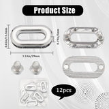12Pcs Alloy Eyelet Grommets for Bag, Screw-in Style, Oval, Bag Loop Handle Connector Rings, Purse Accessories, Platinum, 1.55x2.9x0.5cm, Hole: 6x19mm