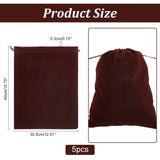 Rectangle Velvet Packing Drawstring Pouches, Jewelry Storage Gift Bags, Coconut Brown, 40x30.5x0.3cm