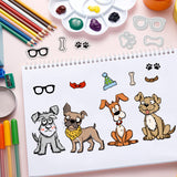 1 Sheet PVC Plastic Stamps, with 1Pc Carbon Steel Cutting Dies Stencils and 1 Set PET Drawing Painting Stencils, for DIY Scrapbooking, Photo Album Decorative, Cards Making, Stamp Sheets, Dog Pattern, 150~160x109~150x0.8~3mm