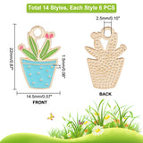 96Pcs 14 Styles Alloy Enamel Pendants, Potted Plant Charm, Mixed Color, 22x14.5x1.5mm, Hole: 2.5mm, 6pcs/style