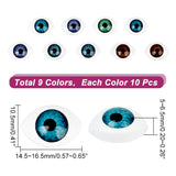 90Pcs 9 Style Resin Doll Craft Eyeballs, Scary Hollow Eyeballs, Oval, Mixed Color, 10.5~11x14.5~16.5x5~6.5mm, 10pcs/style