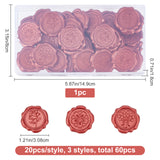 60Pcs 3 Style Adhesive Wax Seal Stickers, For Envelope Seal, Flower Pattern, 30.8x30.8x2.2mm, 20pcs/style