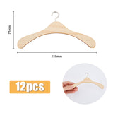 12Pcs Miniature Wood Doll Clothes Hangers, with Iron Hooks, for Dollhouse Closet Accessories Pretending Prop Decorations, Navajo White, 72x150x4.5mm