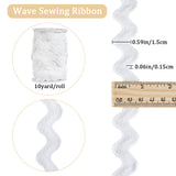 Polyester Wavy Fringe Trim, Wave Bending Lace Ribbon, for Clothes Sewing and Art Craft Decoration, White, 5/8 inch(15mm), about 10 yards