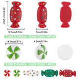 70Pcs 5 Styles Christmas Opaque Resin Cabochons, Candy & Half Round, Mixed Color, 13.5~14.5x14.5~30.5x4.5~7mm, 14pcs/style