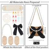 DIY Women's Bowknot Crossbody Bag Making Kits, including Thick Polyester Yarns, Imitation Leather Bag Bottoms, Plastic Bag Handles, Magnetic Clasp, Needle, PapayaWhip, 1.95~117.5x0.16~19.5x0.11~7.6cm