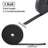 5M Flat Imitation Leather Cord, for Pillow Decor, Black, 15x2mm, about 5.47 Yards(5m)/Roll