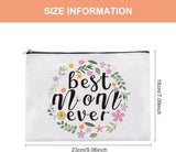 Canvas Bag, Multipurpose Travel Toiletry Pouch with Zipper, Flower Pattern, 9-1/8x7-1/8 inch(23x18cm)