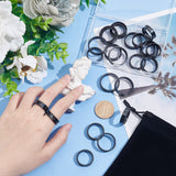 24Pcs 8 Size 201 Stainless Steel Grooved Finger Ring Settings, Ring Core Blank, for Inlay Ring Jewelry Making, Electrophoresis Black, US Size 5 1/4(15.9mm)~US Size 14(23mm), 3Pcs/size